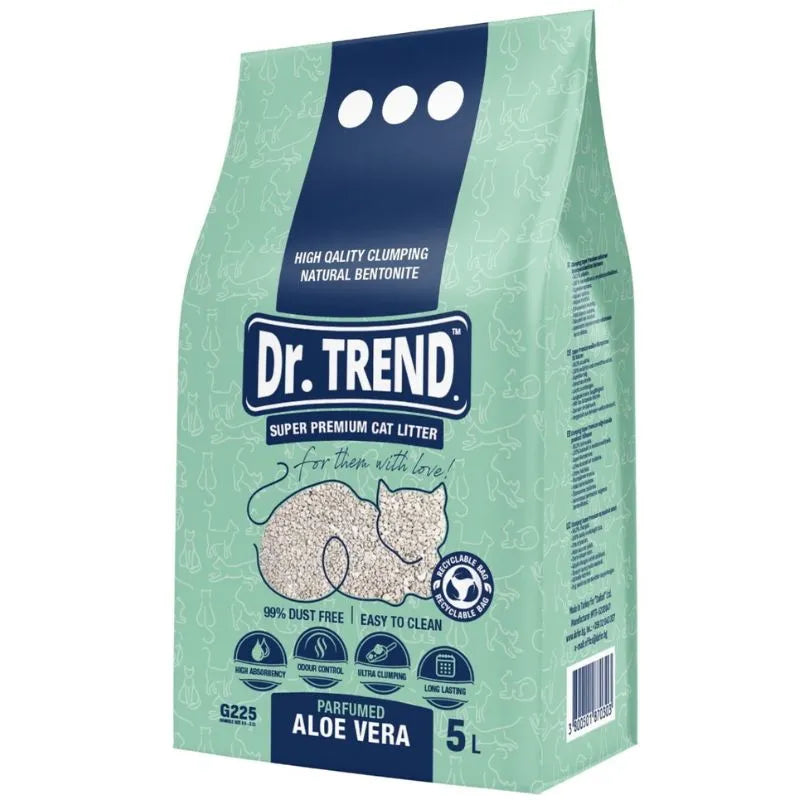 Așternut bentonitic Dr.Trend, cu aromă de aloe vera, 5L/4.3kg