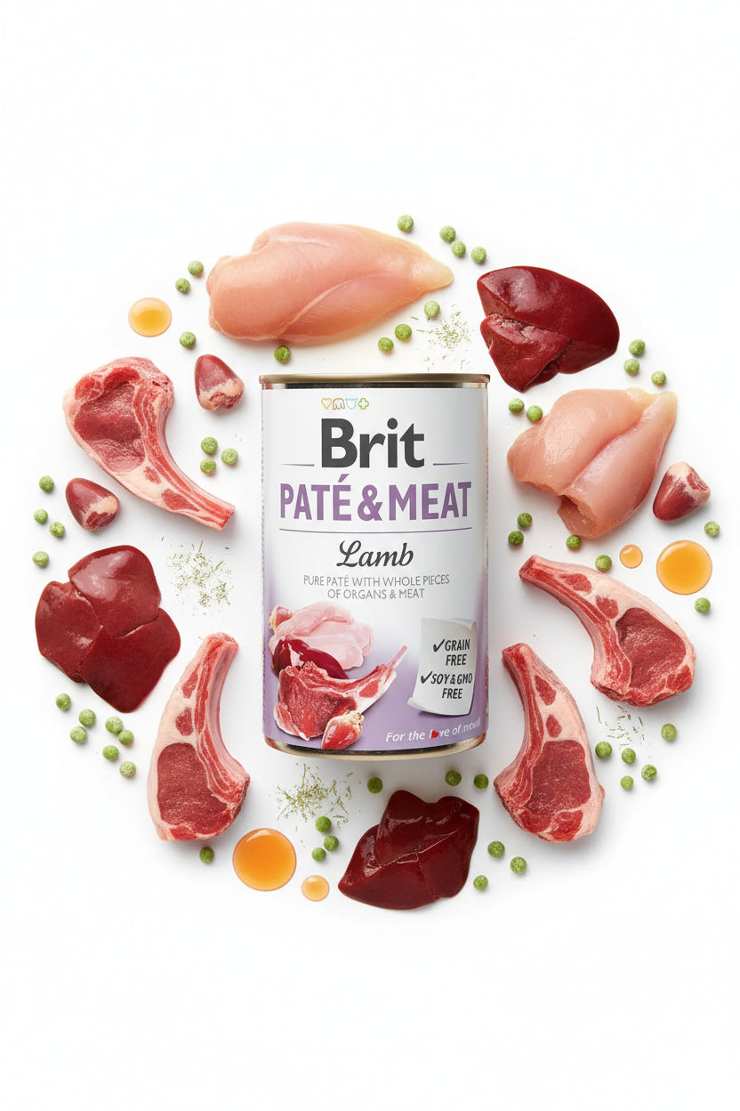 Hrana umeda pentru caini Brit Pate & Meat cu miel 400g