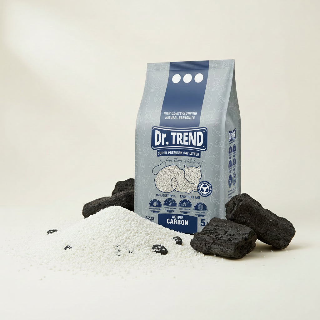 Așternut bentonitic Dr.Trend, cu granule de cărbune activ 5L/4.3kg