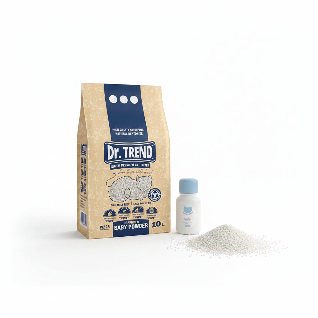 Așternut bentonitic Dr.Trend, cu aromă de "pudră pentru copii", 10L/8.6kg