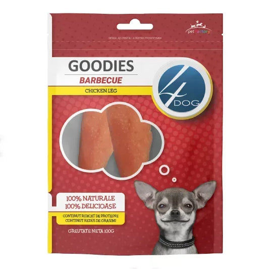 Recompense pentru câini 4DOG Goodies Barbecue Pulpe de pui, 100g