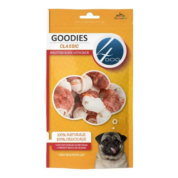 Recompense pentru câini 4DOG Goodies Os cu rață 120g