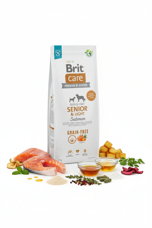Hrana uscata pentru caini Brit Care Dog Senior & Light cu somon 12kg