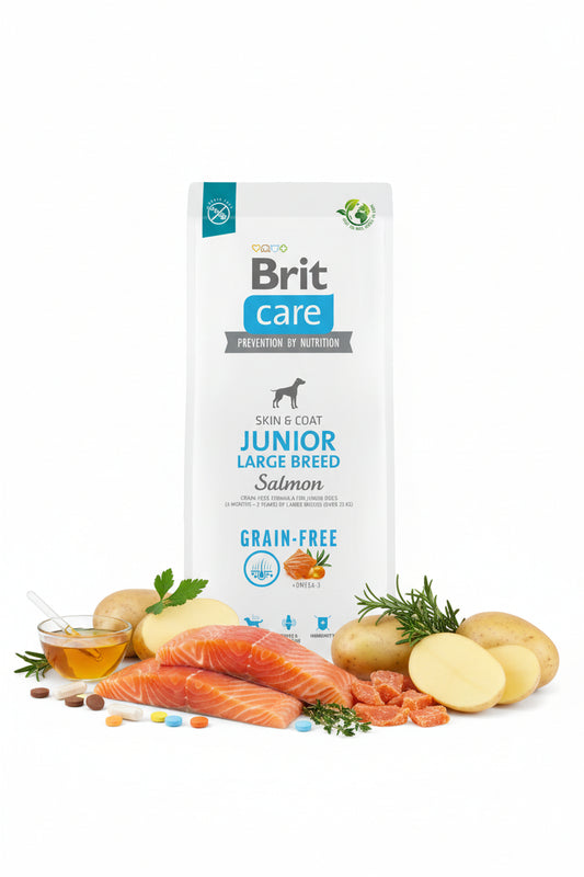 Hrana uscata pentru caini Brit Care Junior Large cu somon 3kg