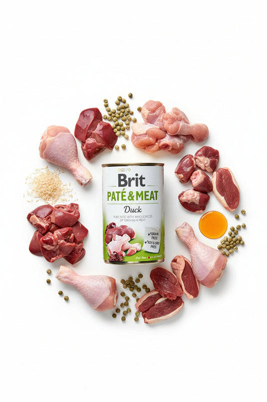 Hrana umeda pentru caini Brit Pate & Meat cu rata 400g