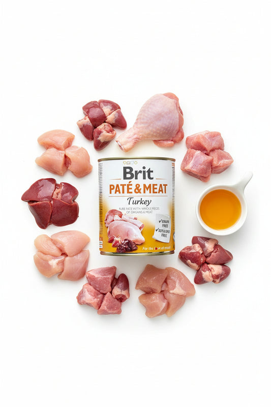 Hrana umeda pentru caini Brit Pate & Meat Turkey 800g
