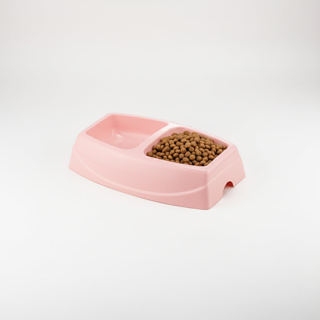 Bol dublu pentru câini mici și pisici 4Dog, Roz, 2x0.40L