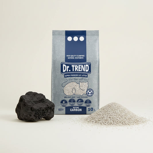 Așternut bentonitic Dr.Trend, cu granule de cărbune activ, 10L/8.6kg