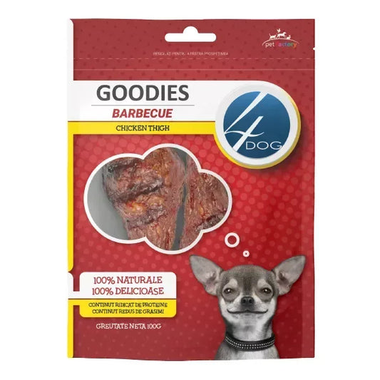 Recompense pentru câini 4DOG Goodies Barbecue Coapse de pui, 100g