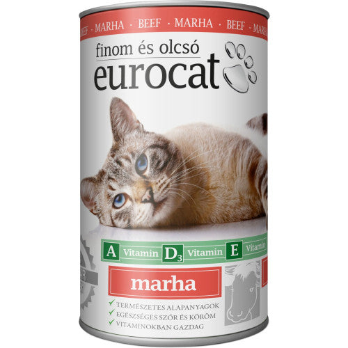 EuroCat Говядина влажный корм для кошек кусочки в желе 415 г