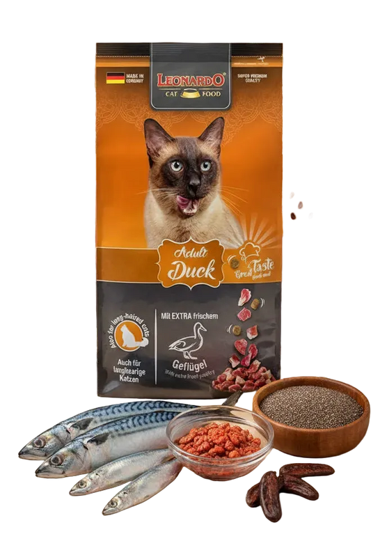 hrana uscata pentru pisici Leonardo Adult Duck pentru blana si digestie