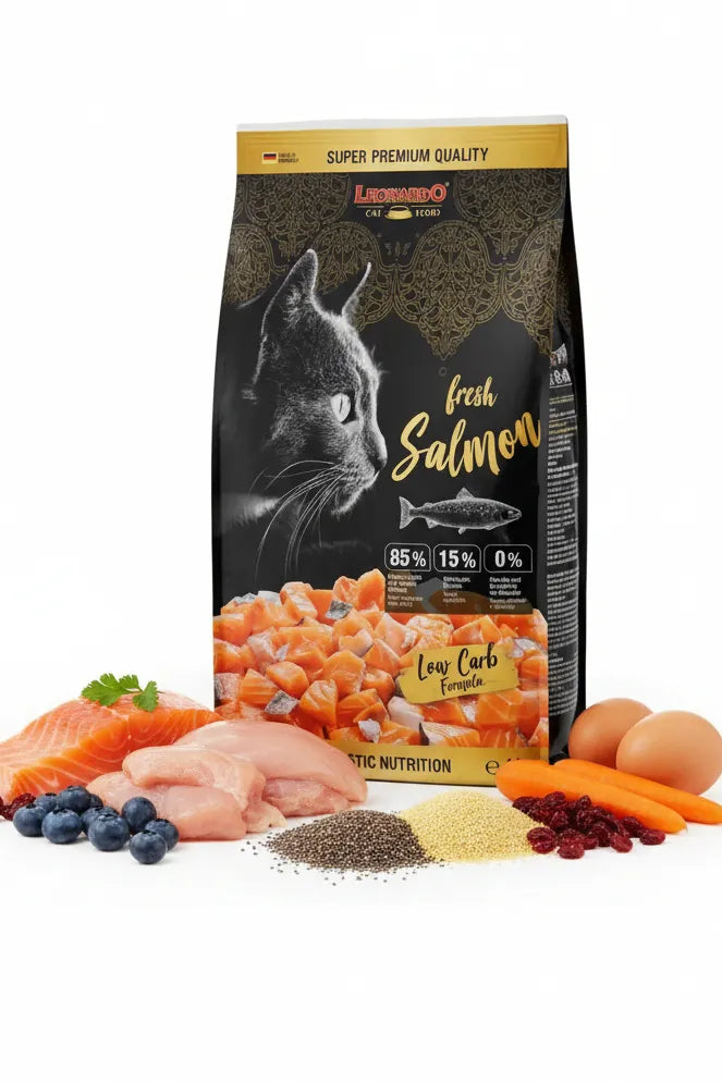 hrana uscata fara cereale pentru pisici Leonardo Fresh Salmon & Chicken