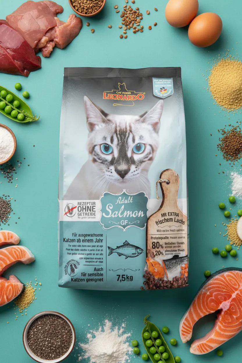 hrana uscata fara cereale pentru pisici Leonardo Adult Salmon