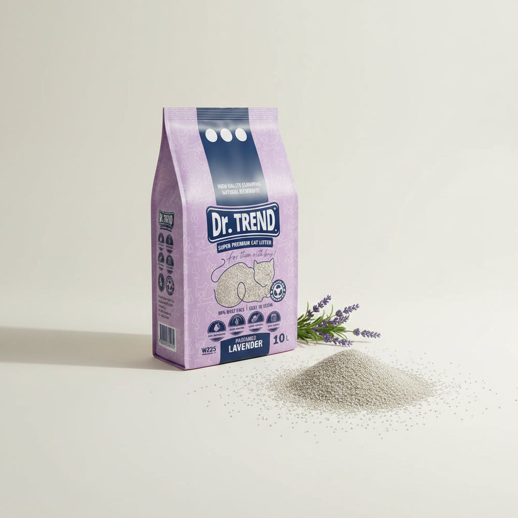Așternut bentonitic Dr.Trend cu aromă de lavandă, 10L/8.6kg