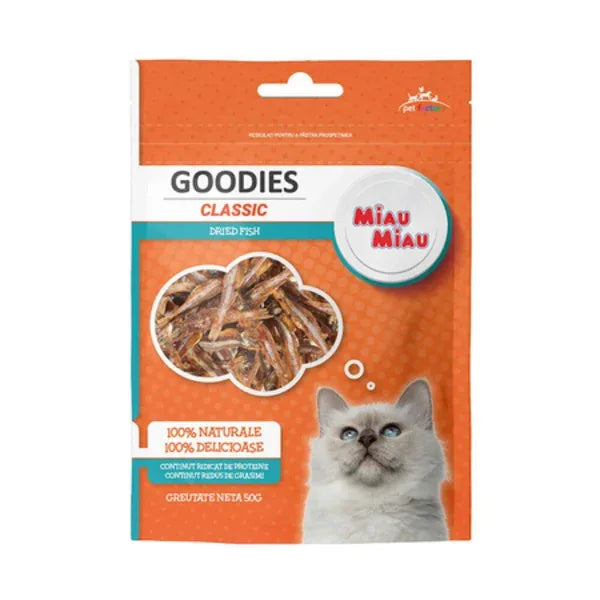 Recompense pentru pisici Miau Miau Goodies Pește uscat, 50g