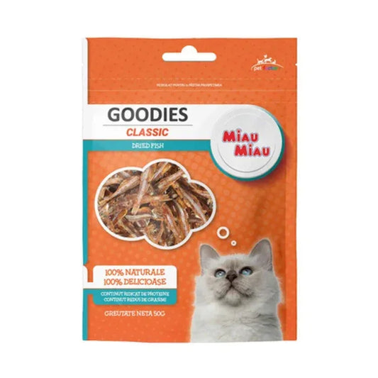 Recompense pentru pisici Miau Miau Goodies Pește uscat, 50g
