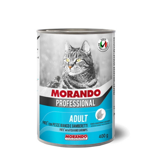 Hrana umeda pentru pisici Morando Adult Pate cu peste alb 400g