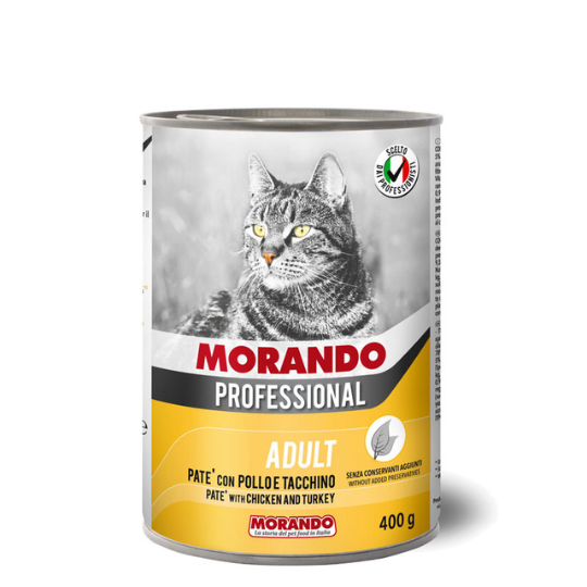 Hrana umeda pentru pisici Morando Adult Pate cu pui si curcan 400g