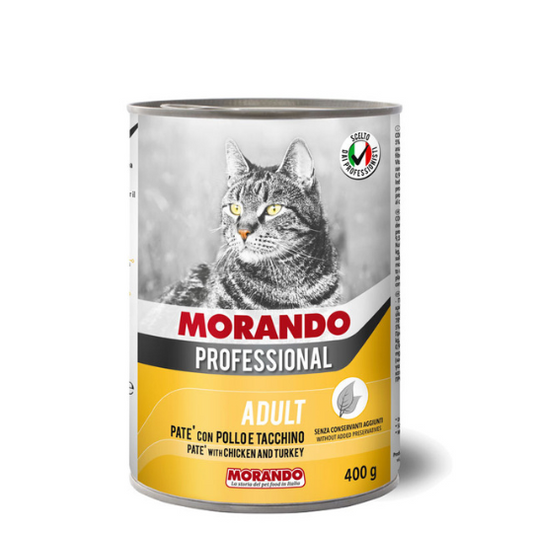 Hrana umeda pentru pisici Morando Adult Pate cu pui si curcan 400g