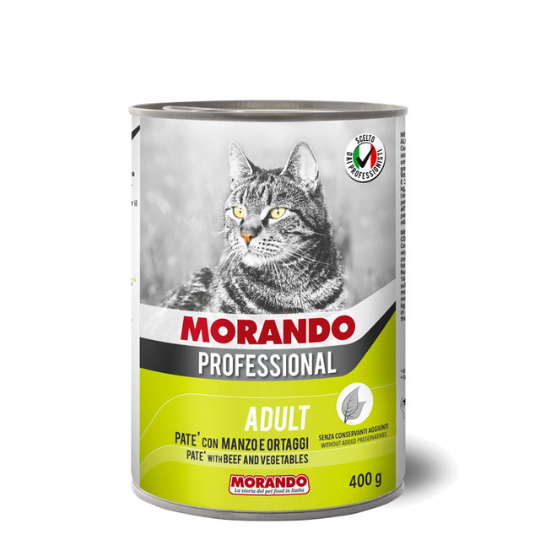 Hrana umeda pentru pisici Morando Adult Pate cu Vita si Legume 400g